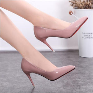 2020 Black Red Heel Shoes Women High Heels Faux PU Stiletto Sexy Heels Pumps Pointed Toe Wedding Shoes For Woman