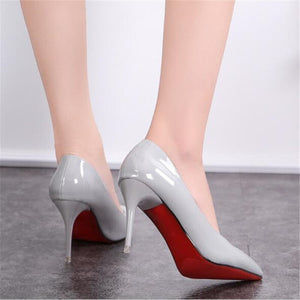 2020 Black Red Heel Shoes Women High Heels Faux PU Stiletto Sexy Heels Pumps Pointed Toe Wedding Shoes For Woman