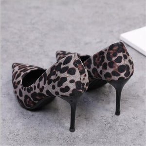 2020 Spring New pointy Temperament Versatile With Sexy Leopard Print Comfortable Suede Single High Heels Sex Shoes