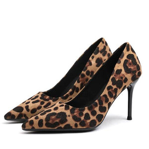 2020 Spring New pointy Temperament Versatile With Sexy Leopard Print Comfortable Suede Single High Heels Sex Shoes