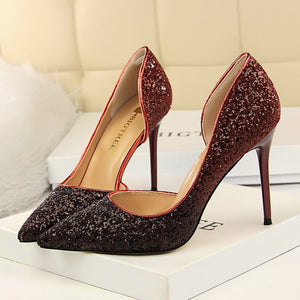 2020 Woman 9cm Glitter High Heels Sequins Scarpins Pumps Female Silver Gold Escarpins Lady Party Wedding Scarpins Talons Shoes