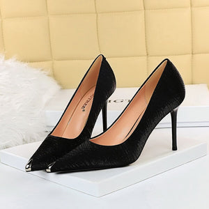 2021 Luxury Women 10cm High Heels Valentine Royal Blue Red Pumps Female Satin Stiletto Cap Toe Heels Tacones Fetish Silk Shoes