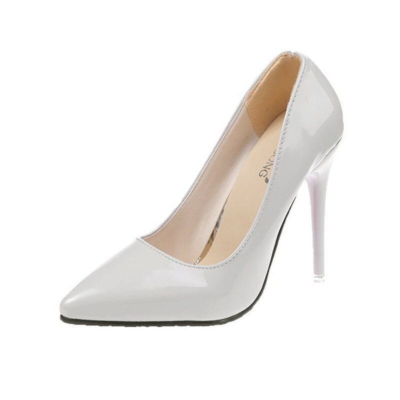 9.5cm Office Thin Heels Pumps Women Shoes Pointed Toe Patent Leather Wedding Dress Shoes Woman Chaussures Femme