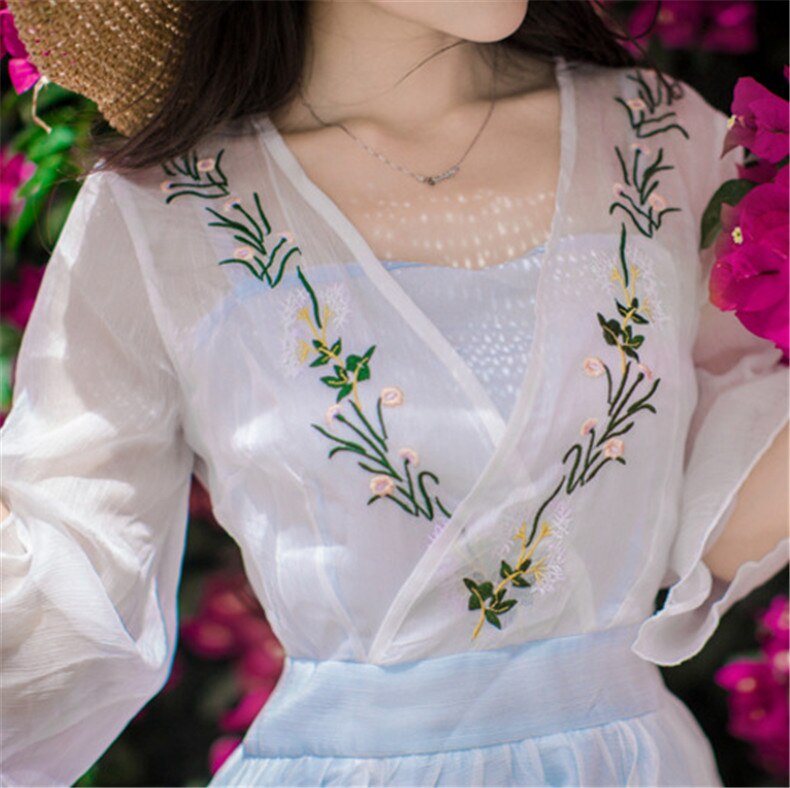 New High Quality Explosions Leisure Elegant embroidery Dresses  Women  lace spring  Casual Shirt Dress