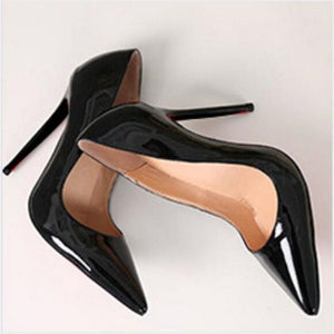 Shoes Woman High Heels Pumps 12cm Tacones Pointed Toe Stilettos Talon Femme Sexy Ladies Wedding Shoes Black Heels Big Size